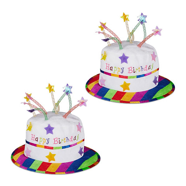 2 x happy birthday hut torte kerzen geburtstagshut partyhut pluschhut geburtstag relaxdays mytoys