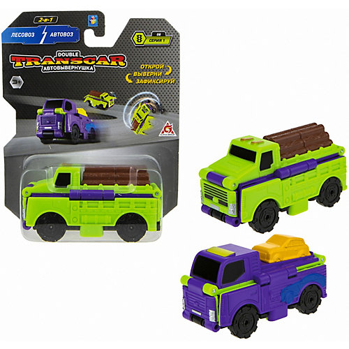 Машинка-трансформер 1Toy Transcar Double Лесовоз/автовоз, 8 см от 1Toy