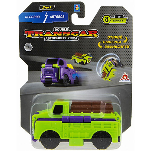 Машинка-трансформер 1Toy Transcar Double Лесовоз/автовоз, 8 см от 1Toy