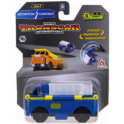 Машинка-трансформер 1Toy Transcar Double Автофургон/самосвал, 8 см от 1Toy