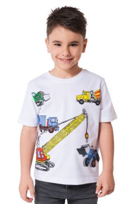 Spring&Gege Jungen Kurzarm T-Shirt mit Streifen Rundhalsausschnitt aus Baumwolle für Kinder 