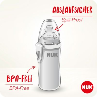300ml NUK Junior Cup Trinklernflasche Kinder mit Push-Pull-Tülle und Clip ab 36 Monaten BPA frei auslaufsicher Rosa