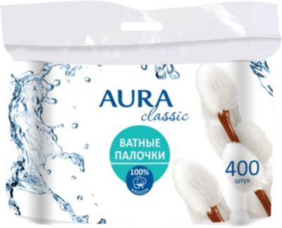 AURA Ватные палочки Classic пакет 400шт
