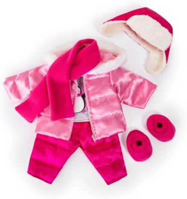 Jacke Hose geringelt Schuhe Mütze und Schal passend für Baby Puppe 46 cm Neu 