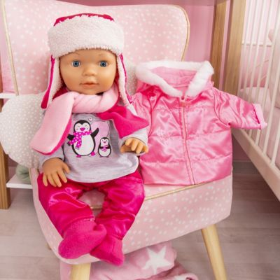 Jacke Eisprinzessin für Baby Puppen Gr 40-45 cm Puppenkleidung rosa Kleidung 