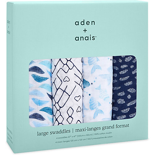 Набор муслиновых пеленок Aden Anais Gone fishing 120х120 см , 4 шт от aden+anais