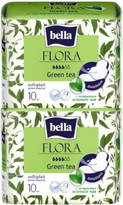 Прокладки Bella Flora Green tea с экстрактом зеленого чая, 4 капли, 20 шт