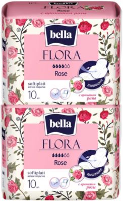 Прокладки Bella Flora Rose с ароматом розы, 4 капли, 20 шт