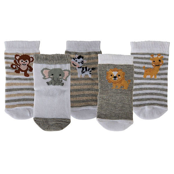 Baby Socken, 5er Pack - Strumpf, Tiermotive, 0-1 Jahre, One Size Socken für Kinder