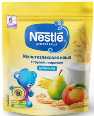 Молочная каша Nestle мультизлаковая, с грушей и персиком, с 6 мес, 220 г