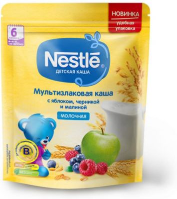 Молочная каша Nestle мультизлаковая, с яблоком, черникой и малиной, с 6 мес, 220 г