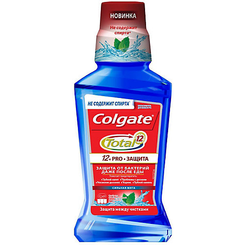 Ополаскиватель для полости рта Colgate Plax Total Pro защита сильная мята, 250 мл