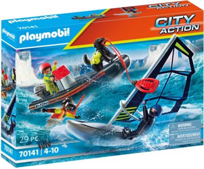 NEU OVP Playmobil City Action Feuerwehr-Schlauchboot mit Anhänger 9845 