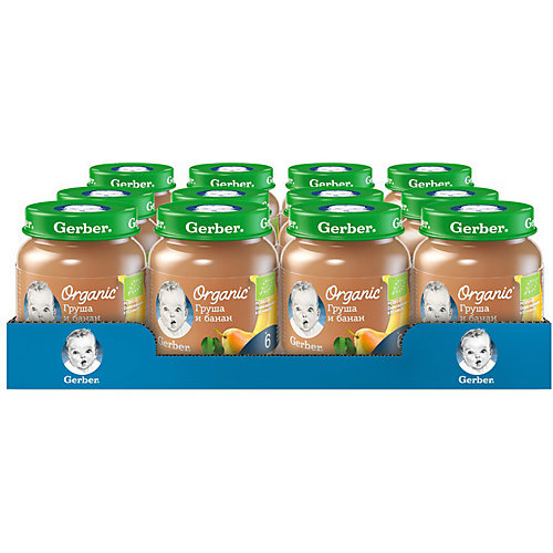 Пюре Gerber Organic груша, банан с 6 мес, 12 шт х 125 г/уп от Gerber