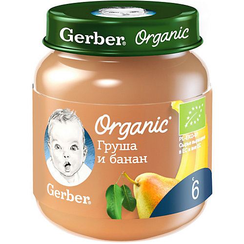Пюре Gerber Organic груша, банан с 6 мес, 12 шт х 125 г/уп от Gerber