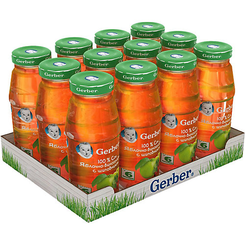 Сок Gerber яблочно-виноградный с шиповником с 6 мес, 12 шт х 175 мл/уп от Gerber