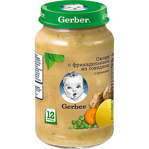 Пюре Gerber овощи с фрикадельками из говядины с 12 мес, 12 шт х 190 г/уп от Gerber