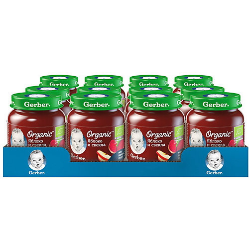 Пюре Gerber Organic яблоко, свекла с 5 мес, 12 шт х 125 г/уп от Gerber