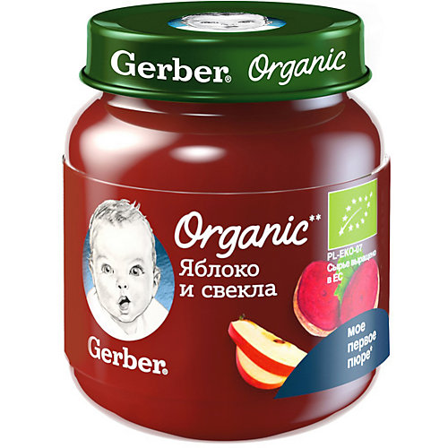 Пюре Gerber Organic яблоко, свекла с 5 мес, 12 шт х 125 г/уп от Gerber