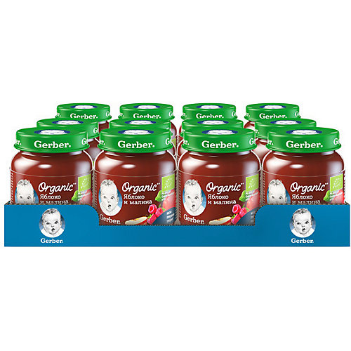 Пюре Gerber Organic яблоко, малина с 5 мес, 12 шт х 125 г/уп от Gerber