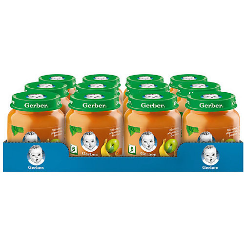 Пюре Gerber яблоко, абрикос, банан с 6 мес, 12 шт х 130 г/уп от Gerber