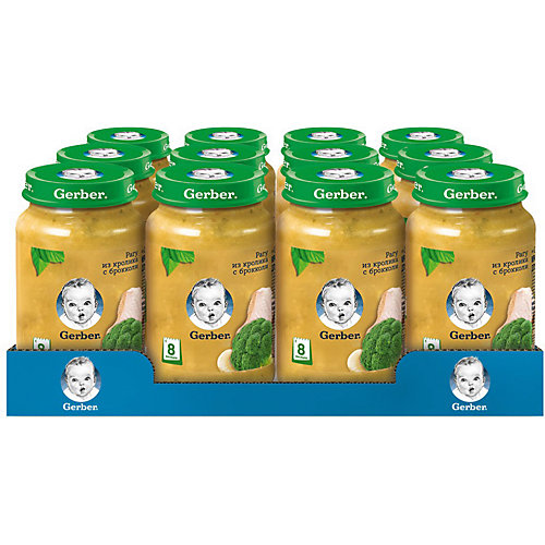 Пюре Gerber рагу из кролика с брокколи с 8 мес, 12 шт х 190 г/уп от Gerber