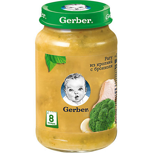 Пюре Gerber рагу из кролика с брокколи с 8 мес, 12 шт х 190 г/уп от Gerber