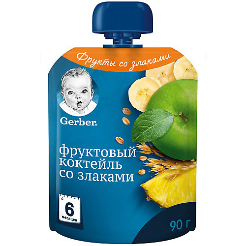 Пюре Gerber фруктовый коктейль со злаками с 6 мес, 16 шт х 90 г/уп от Gerber