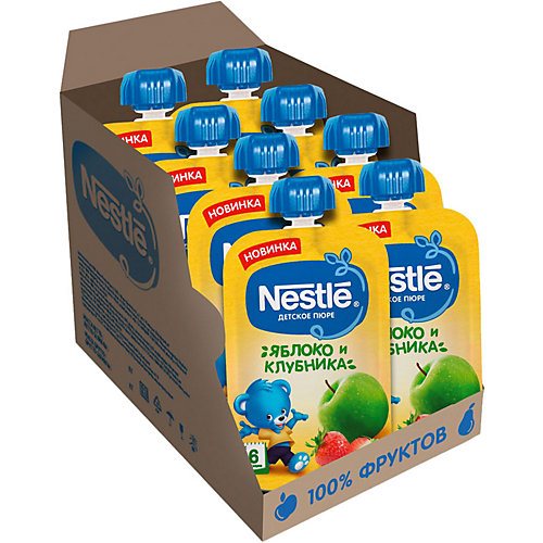 Пюре Nestle яблоко, клубника с 6 мес, 8 шт х 90 г/уп от Nestle