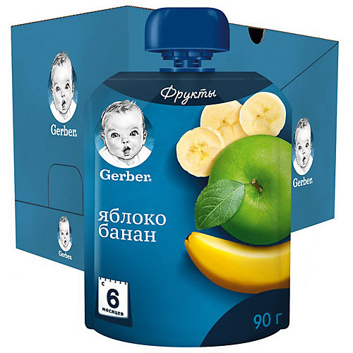 Пюре Gerber яблоко, банан с 6 мес, 7 шт х 90 г/уп от Nestle