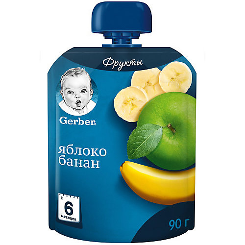 Пюре Gerber яблоко, банан с 6 мес, 7 шт х 90 г/уп от Nestle