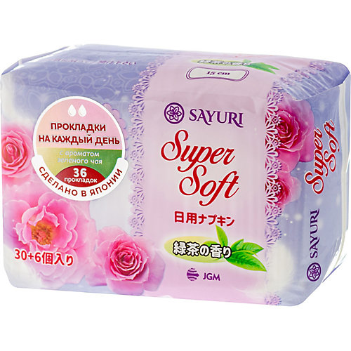 Ежедневные гигиенические прокладки Sayuri Super Soft зеленый чай, 36 шт