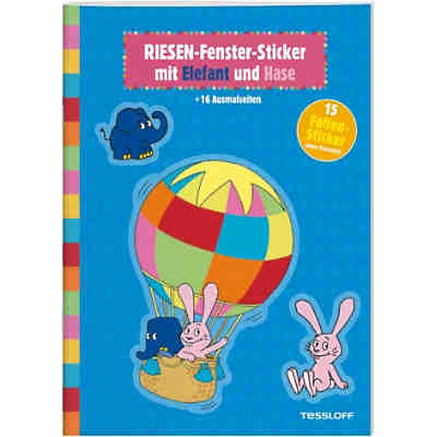RIESEN-Fenster-Sticker mit Elefant und Hase