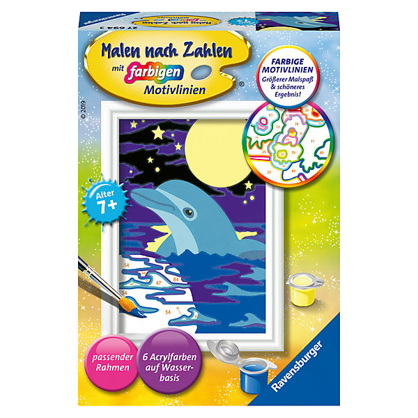 Ravensburger Malen nach Zahlen 27694 Kleiner Delfin Für Kinder ab 7 Jahren