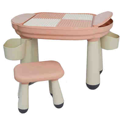 Spieltisch oval inkl 1 Stuhl Rosa