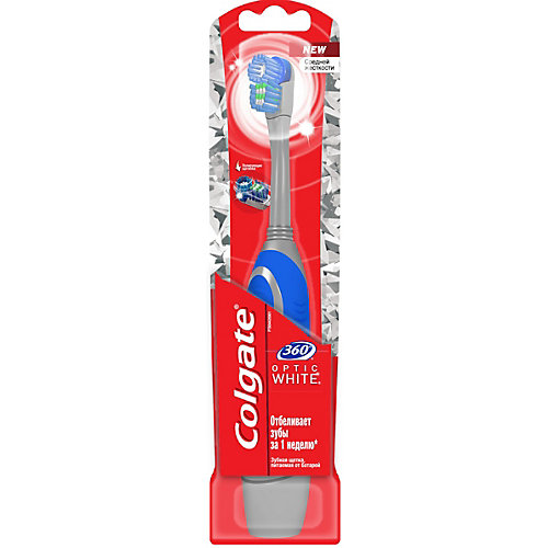 Электрическая зубная щетка Colgate 360 Optic White средней жесткости, на батарейках