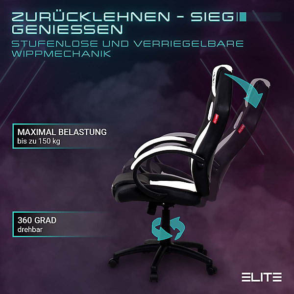 Gaming Stuhl EXODUS MG100 - Ergonomischer Gaming Stuhl - Bürostuhl bis 150 kg mit extrabreiter Sitzfläche - Sportsitz