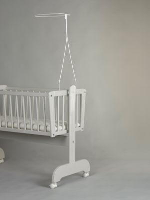Himmelstange für Kinderbett oder Wiege zum Klemmen Universal Weiß Neu 