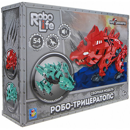 Сборная модель 1Toy RoboLife "Робо-трицератопс" , 54 деталей
движение, звук эффекты , работает от 2 АА бат (в ко от 1Toy