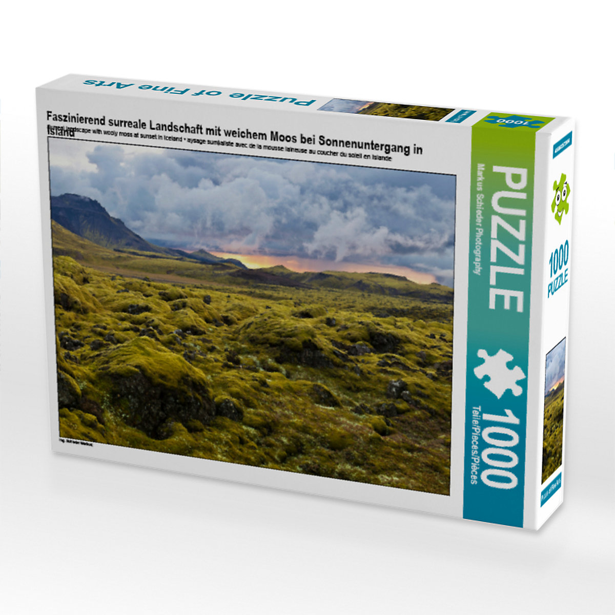 CALVENDO® Puzzle CALVENDO Puzzle Faszinierend surreale Landschaft mit weichem Moos bei Sonnenuntergang in Island 1000 Teile Foto-Puzzle für glückliche Stunden