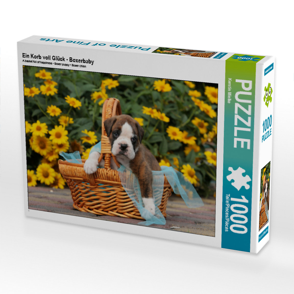 CALVENDO® Puzzle CALVENDO Puzzle Ein Korb voll Glück Boxerbaby 1000 Teile Foto-Puzzle für glückliche Stunden