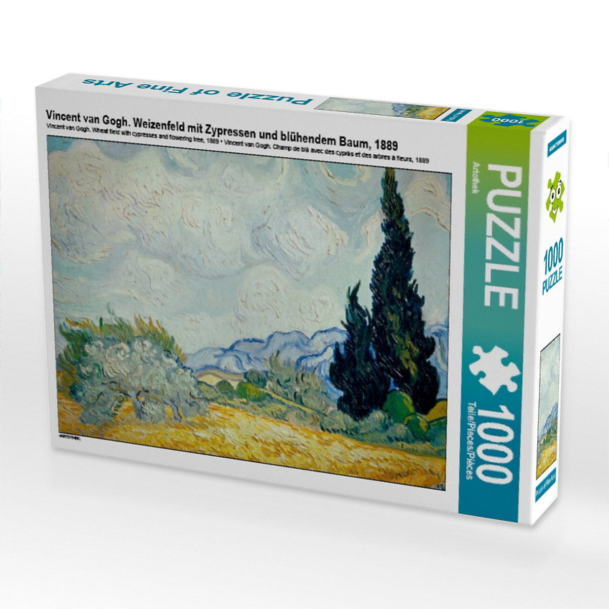 CALVENDO® Puzzle CALVENDO Puzzle Vincent van Gogh. Weizenfeld mit Zypressen und blühendem Baum 1889 1000 Teile Foto-Puzzle für glückliche Stunden