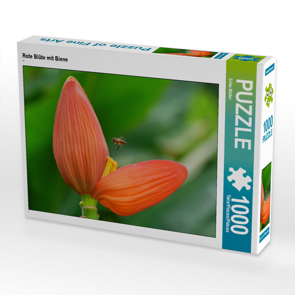 CALVENDO® Puzzle CALVENDO Puzzle Rote Blüte mit Biene 1000 Teile Foto-Puzzle für glückliche Stunden