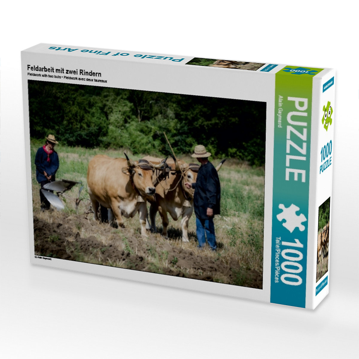 CALVENDO® Puzzle CALVENDO Puzzle Feldarbeit mit zwei Rindern 1000 Teile Foto-Puzzle für glückliche Stunden