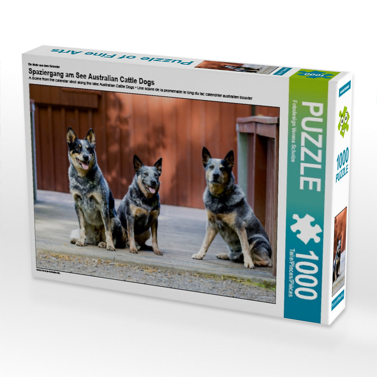 CALVENDO® Puzzle CALVENDO Puzzle Spaziergang am See Australian Cattle Dogs 1000 Teile Foto-Puzzle für glückliche Stunden