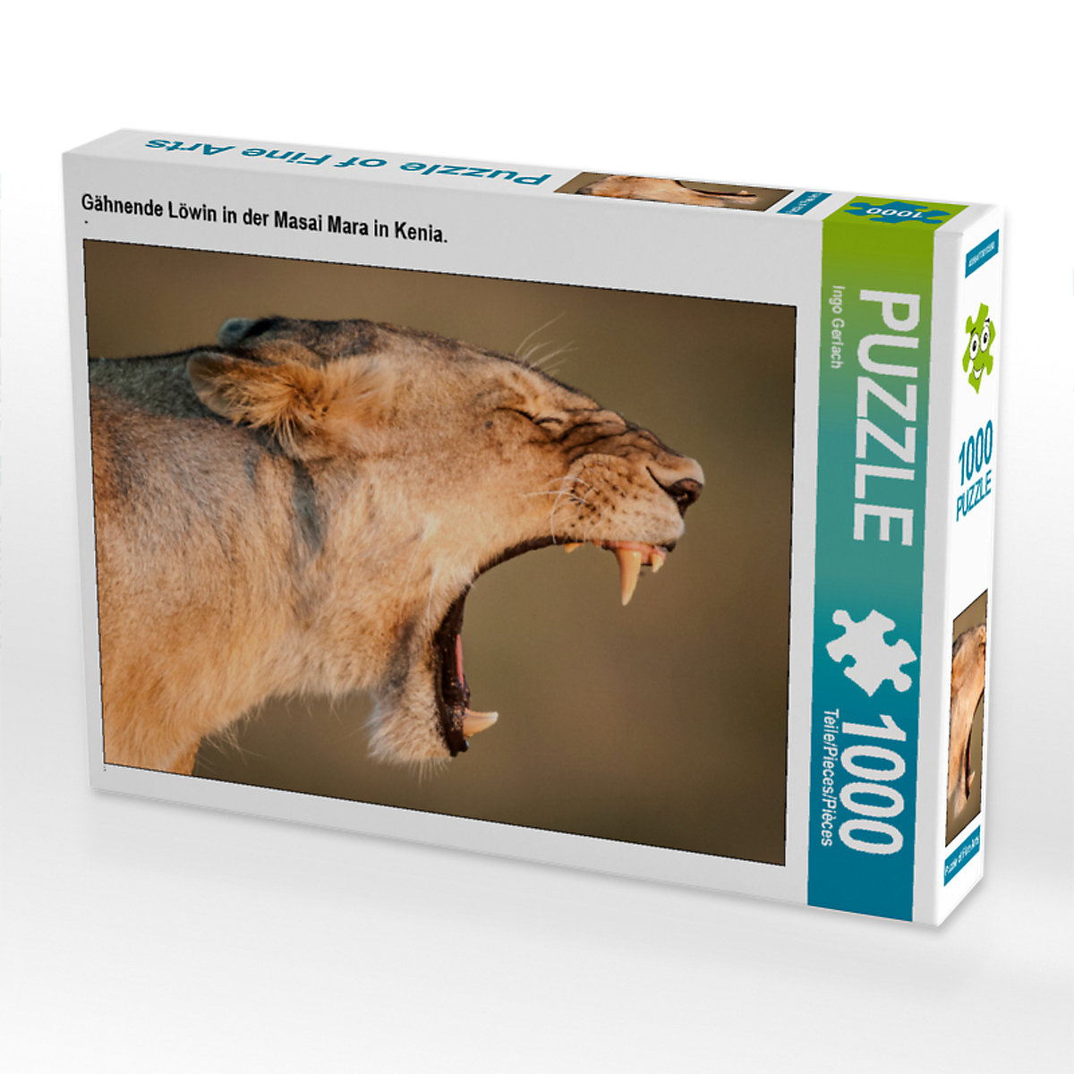 CALVENDO® Puzzle CALVENDO Puzzle Gähnende Löwin in der Masai Mara in Kenia. 1000 Teile Foto-Puzzle für glückliche Stunden