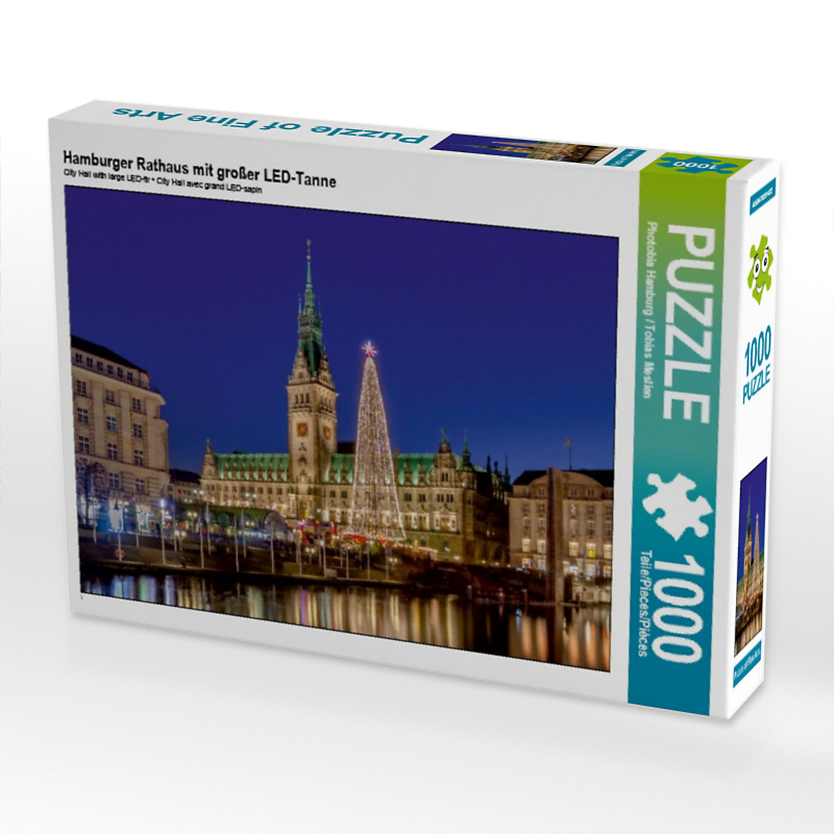 CALVENDO® Puzzle CALVENDO Puzzle Hamburger Rathaus mit großer LED-Tanne 1000 Teile Foto-Puzzle für glückliche Stunden