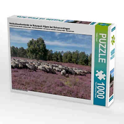 Puzzle CALVENDO Puzzle Heidschnuckenherde im Naturpark Höpen bei Schneverdingen - 1000 Teile Foto-Puzzle für glückliche Stunden