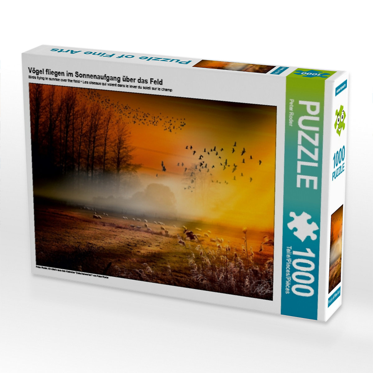 CALVENDO® Puzzle CALVENDO Puzzle Vögel fliegen im Sonnenaufgang über das Feld 1000 Teile Foto-Puzzle für glückliche Stunden