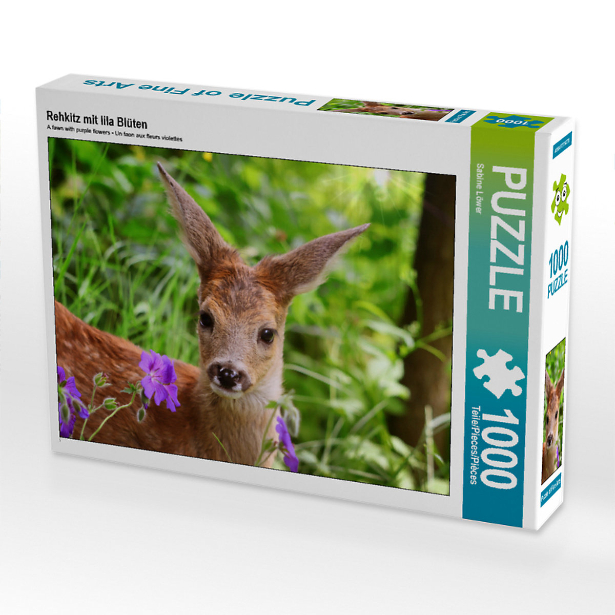 CALVENDO® Puzzle CALVENDO Puzzle Rehkitz mit lila Blüten 1000 Teile Foto-Puzzle für glückliche Stunden